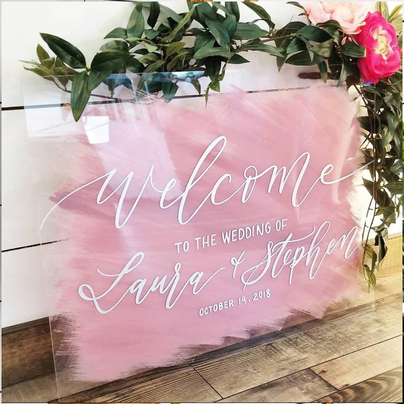 Acrylic Wedding Signs Online Red Engagement Wedding Ceremony Welcome Card Wedding Waterboard Transparent Opening Birthday Greeting Cards