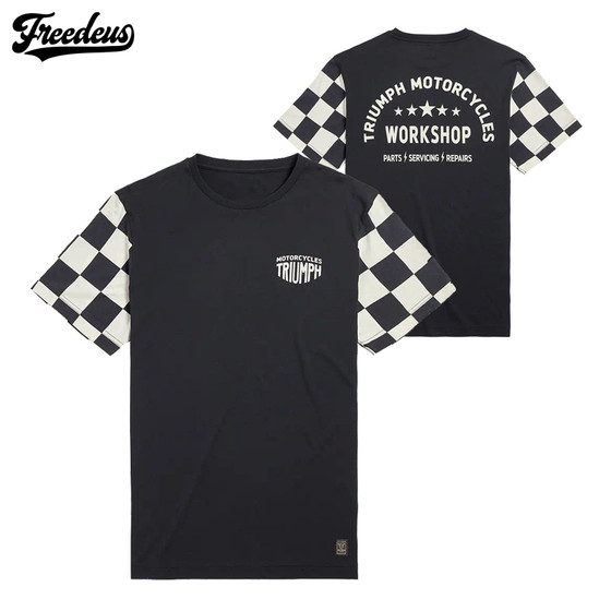 새로운 복고풍 승리 오토바이 반팔 빠른 건조 오프로드 라이딩 의류 남성용 흑백 바둑판 격자 무늬 티셔츠