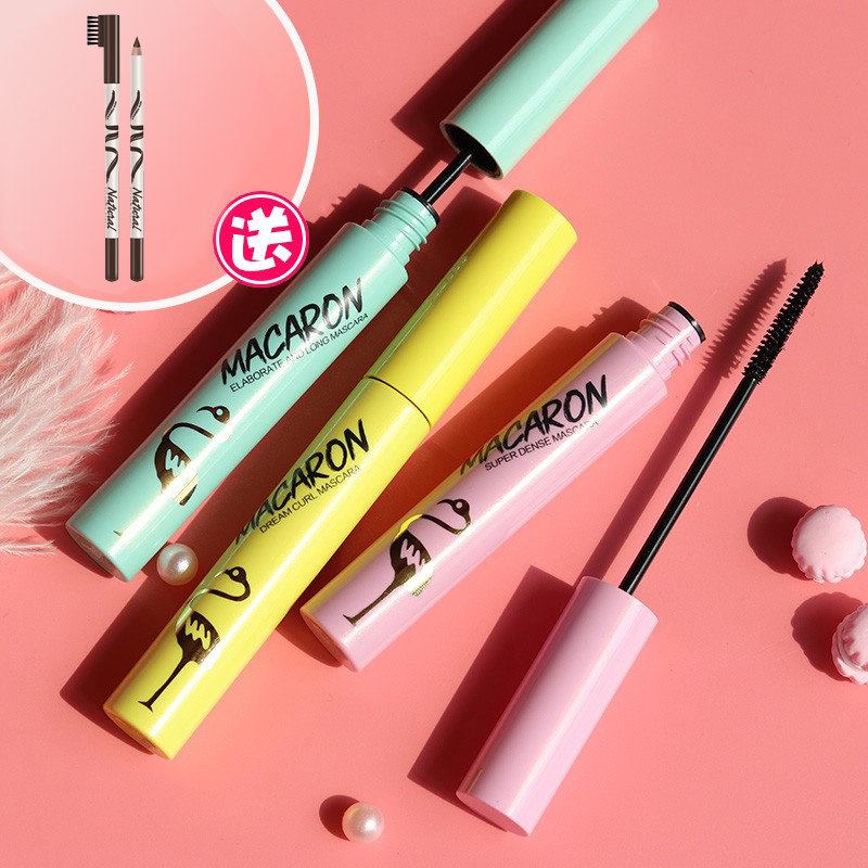 Flamingo fine brush head mascara is not smudged, waterproof, sweat-proof, fine, dense, slender, elongated, and curled