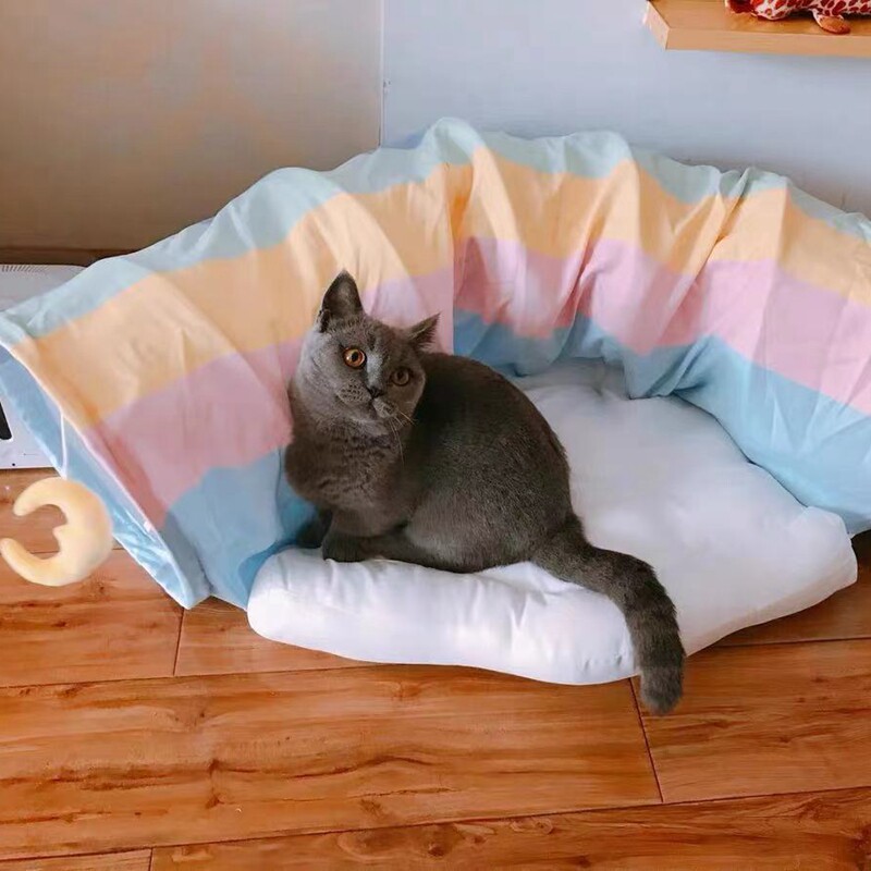 Creative high face value kitty hiding from play channel Removable Wash Cat Mat All Season Universal Rainbow Tunnel Cat Toy