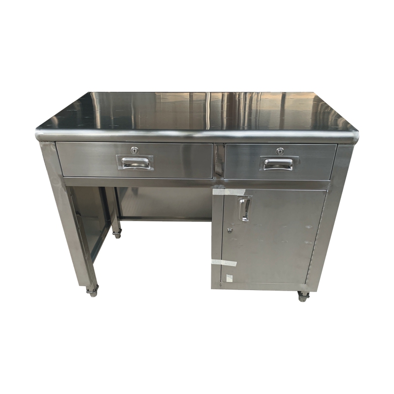 Stainless Steel Cashier Single Metal Desk Workbench Desk 1m Writing Desk with Drawer and Lock