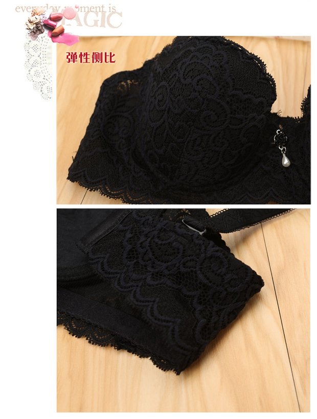 Mùa thu và mùa đông ren mỏng nửa cốc cotton nguyên chất kích thước lớn hai hàng khóa tập hợp đồ lót 1/2 cup áo ngực bằng thép mềm quần lót phụ nữ