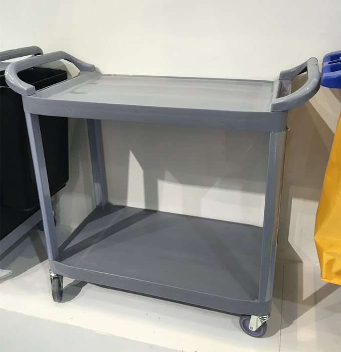 Special thick hotel double-decker dining car plastic dining truck delivery dishes cart tableware collection car two-storey trolley service car