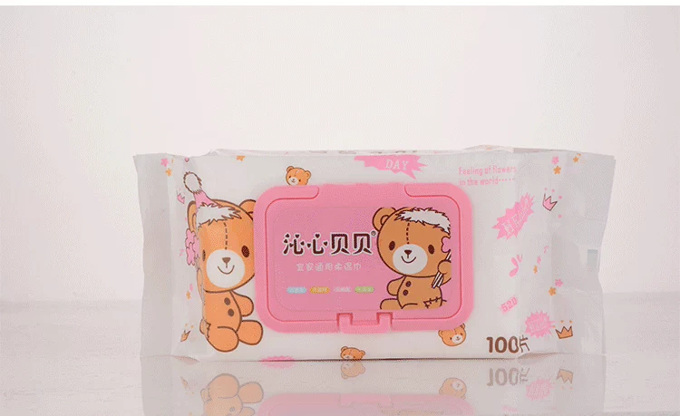 贝贝 Khăn ướt cho bé sơ sinh Khăn lau mông cho bé sơ sinh đặc biệt 100 bơm có nắp 5 gói khăn giấy ướt không mùi