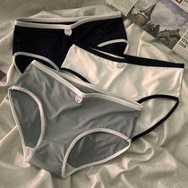 3 Bar - mounted girl underwear students Han edition medium - waist Jinlun Jinyin Pure Triangle Trousers Antibacteria large black and white gray