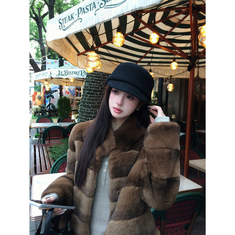 2026 Winter New Model Full Leather Rex Rabbit Fur Coat for Women, Young Style Short Stand Collar High-End Fur Coat 2026 Winter New Model Full Leather Rex Rabbit Fur Coat for Women, Young Style Short Stand Collar High-End Fur Coat