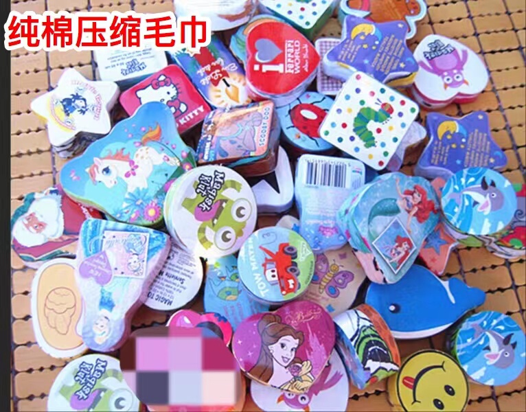 Outdoor Travel Pure Cotton Cartoon Print Absorbent Compressed Towel Portable Princess Children's Soft Export Stock