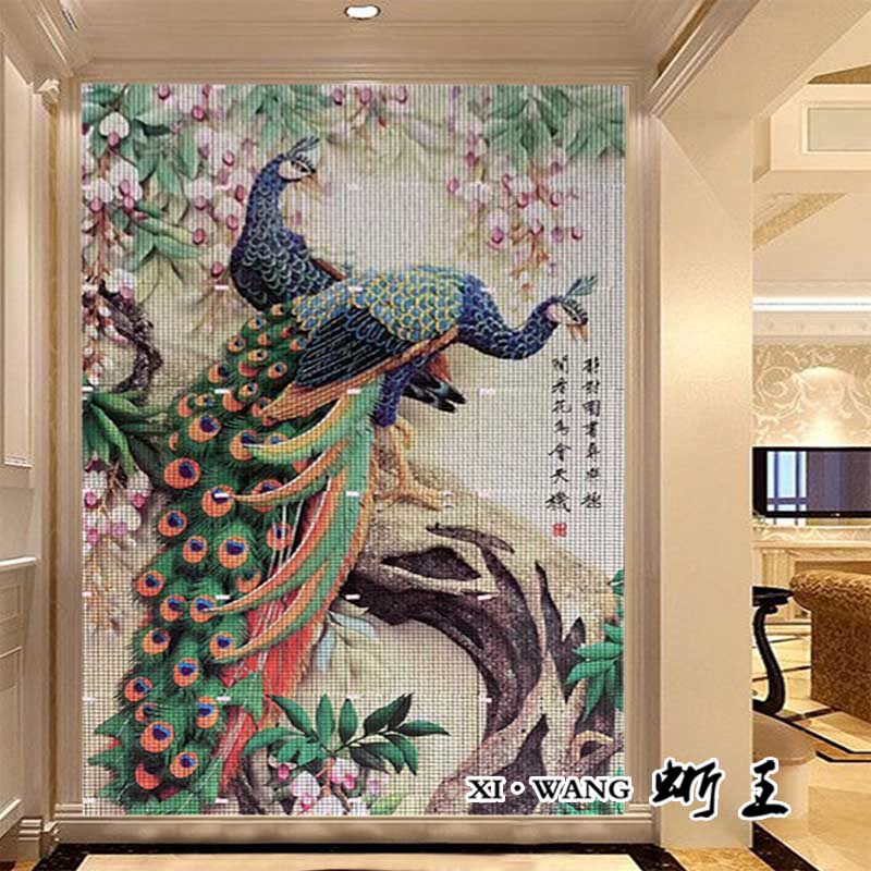 Peacock Flarebird Metal Aluminum Plastic Board Mosaic Digital Jigsaw Puzzle Genguan Living-room Background KTV Backgum Self-Adhesive
