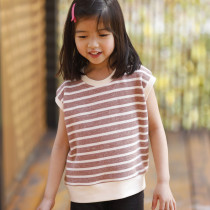 (Persimmon) spot cool kid design stripe shoulder short sleeve ~ Insect Sound home