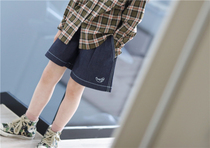 Persimmon childrens clothing ~ (spot) embroidered dolphin Tencel loose denim shorts ~ Insect Sound home