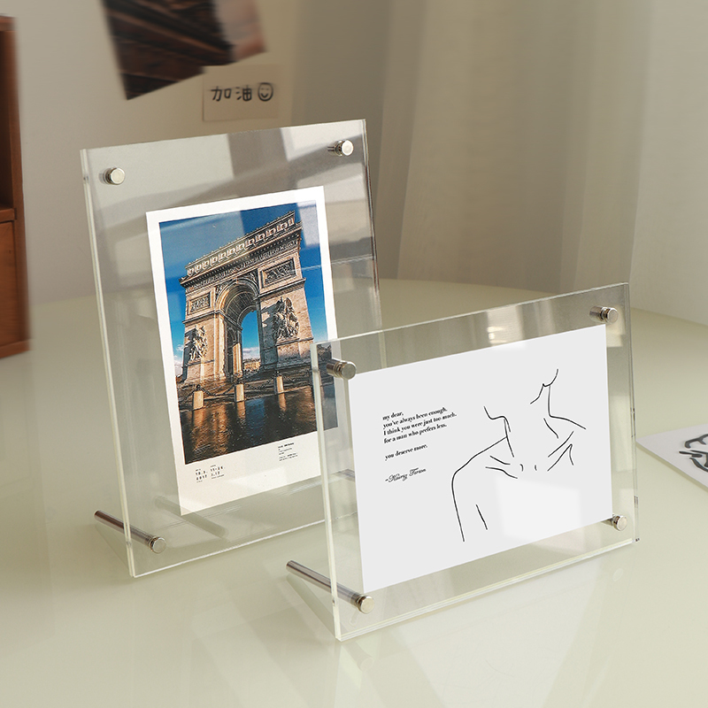 Acrylic Photo Frame Display Stand 6inch Double-Sided Transparent Crystal Wall-Mounted ins Postcard Photo Display A4 Poster Frame