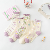 Sweet and jacquard womens cotton socks in the autumn and winter New products Silo Socks