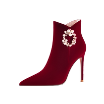 Lily Wei black stiletto boots new 2024 popular small size womens boots 313233 high heel short boots