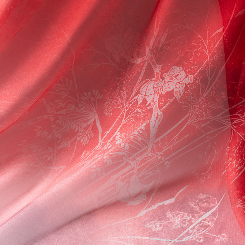 Summer 30D Hanfu Chiffon Printing Fabric Ancient Fengshan Shui People Bamboo Butterfly House Printing Antiquities Fabric