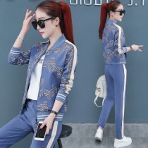 BBQ casual sports suit womens 2020 spring and autumn new trendy loose Korean long-sleeved trousers western style three-piece suit