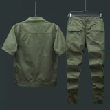 Летний тонкий комбинезон, нарукавники, хлопковый износостойкий дышащий комплект, униформа, рабочая одежда, короткий рукав