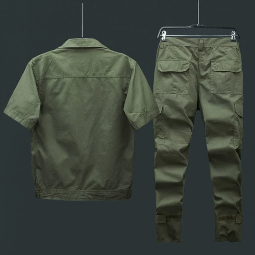 Летний тонкий комбинезон, нарукавники, хлопковый износостойкий дышащий комплект, униформа, рабочая одежда, короткий рукав