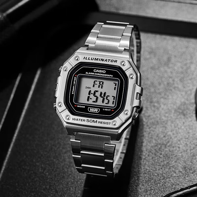 Japanese Genuine Casio Watch for Men, Sports Student Small Square Digital Display Waterproof Watch W-218Hd-1A