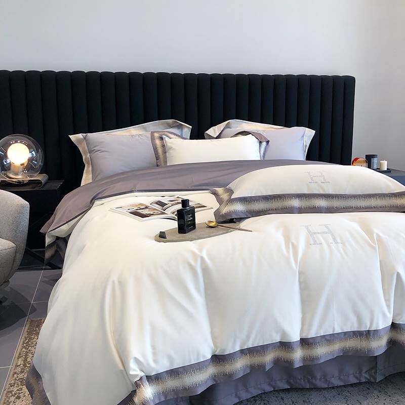 Light luxury 120s four piece cotton high end wide side embroidery bed bedding is suited for bedding