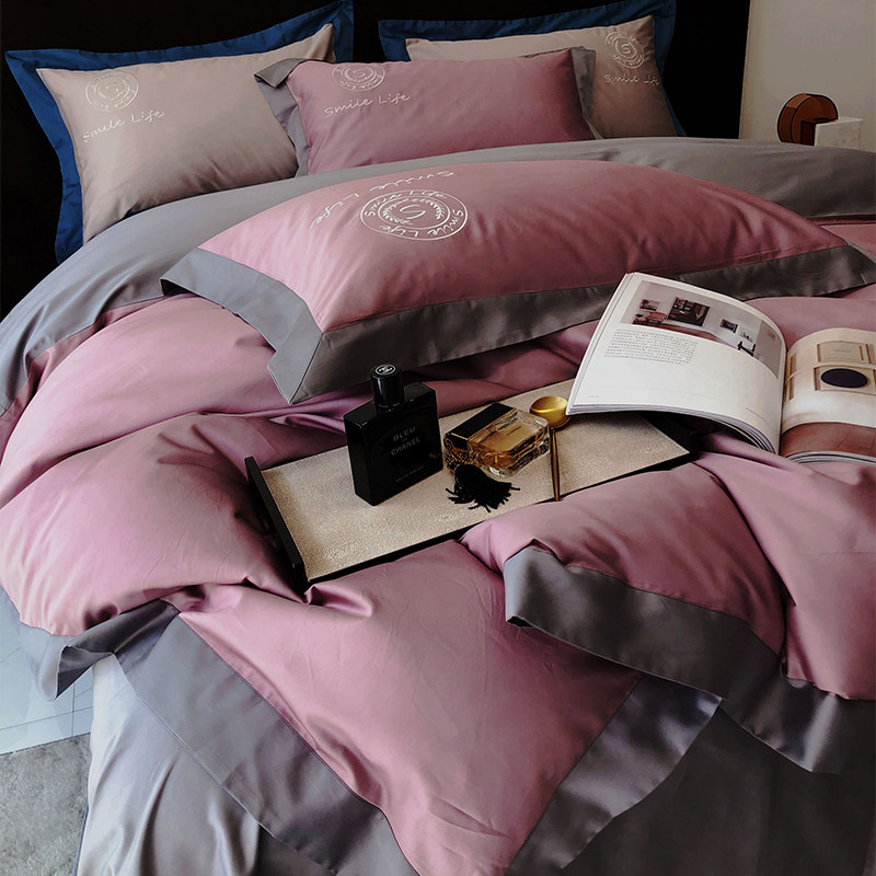 Pure Cotton Four Pieces Full Cotton Spring Autumn Upscale Simple Nude Sleep Bed Linen Quilt Cover All Season Universal Bed Ogasawara Bed bedding