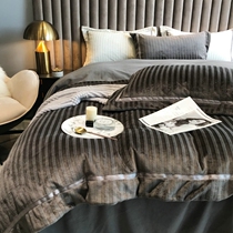 Milk velvet warm velvet Winter simple coral velvet four-piece flannel thickened double-sided velvet bedding