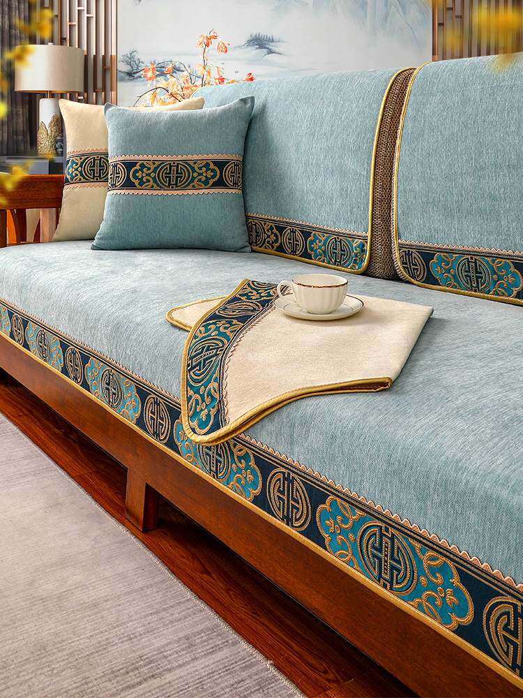 Solid wood sofa cushion Four seasons universal minimalist modern upscale anti-slip snow Neil cushion Sub-backrest towels cover cloth cover