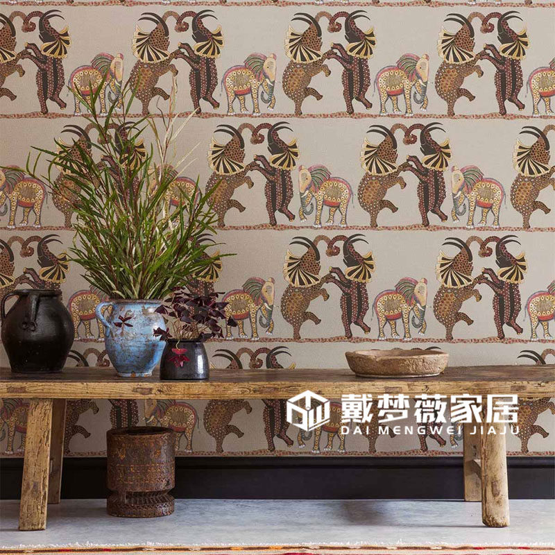 Original Imported Wallpaper Method Nordic Elephant Plot Background Wall Living-room Bedroom Villa-like room Finely Fitted Room Wallpaper