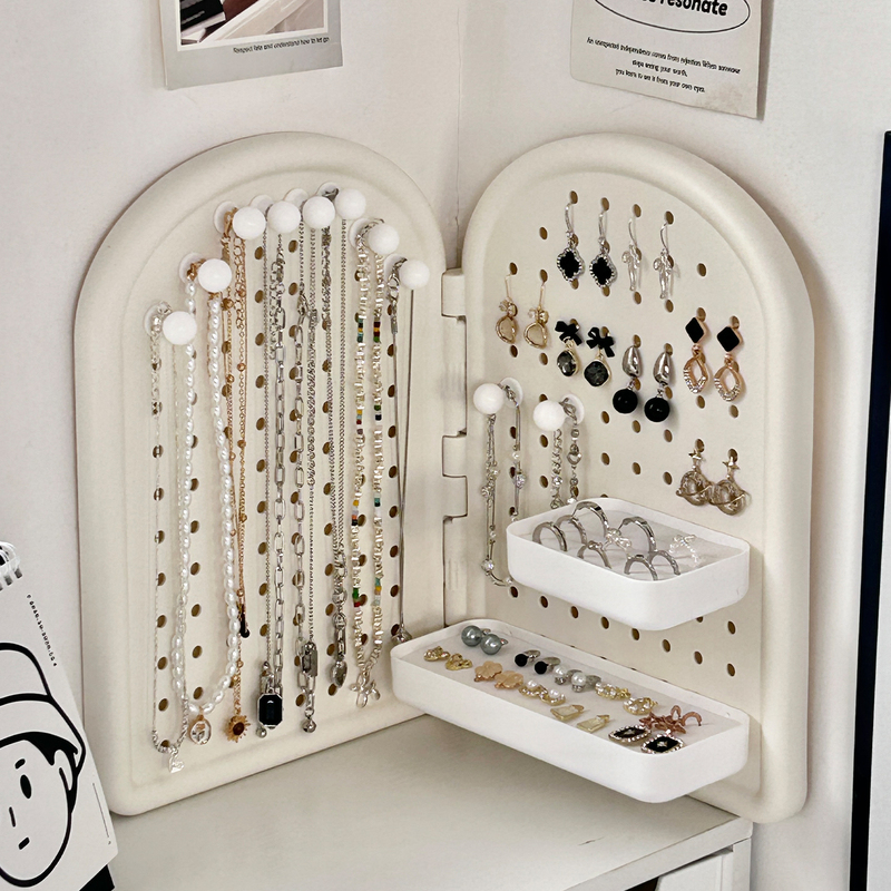 Necklace Hanger, Earring and Ring Jewelry Storage Box, Wall-Mounted Earring and Bracelet Organizer, Pegboard Display Rack