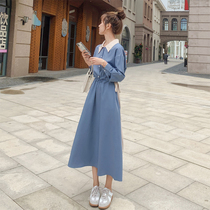 French color long sleeve shirt dress women Autumn 2020 new waist thin cover meat temperament age age