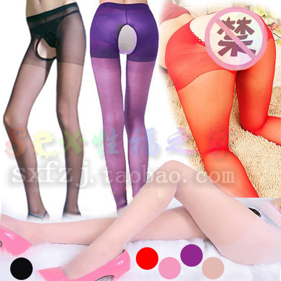 Sexy sex stockings crotchless stockings Ultra-thin perspective free four-sided crotchless socks Leggings net socks Adult products