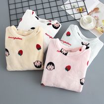 Single Piece Pyjamas Woman Autumn Winter Cover Thickened Flannel Loose Korean version cute cartoon sweet and beautiful home clothes clothes