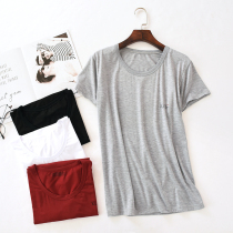 2019 new short sleeve t-shirt male Modale thin section Round Collar Casual Hitting Undertide Youth Students Black White Grey