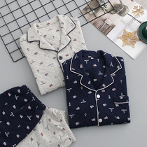 Sleepwear Male Autumn Winter Long Sleeve Pure Cotton Air Layer Clip Cotton Thickened Warm Loose Casual Mid Youth Home Conserved Suit