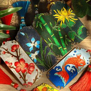 Cloisonné Enamel Painting, Ancient Style DIY Handmade Bookmark, Chinese Landscape Cloisonné, Intangible Cultural Herit
