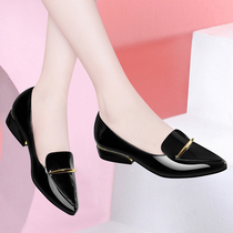 Womens work shoes summer black professional shoes 2021 new low heel soft leather long stand not tired foot work shoes