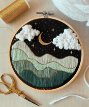 Natural hand-made desert night home decoration hanging painting embroidery material bag handmade light luxury retro gift