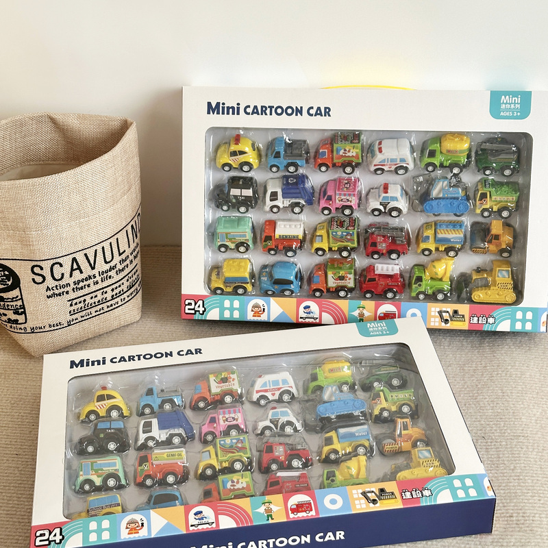 Children's Pull-Back Inertia Mini Car Collection, Excavator, Construction Vehicle, Toys for Boys Aged 2-3 Years