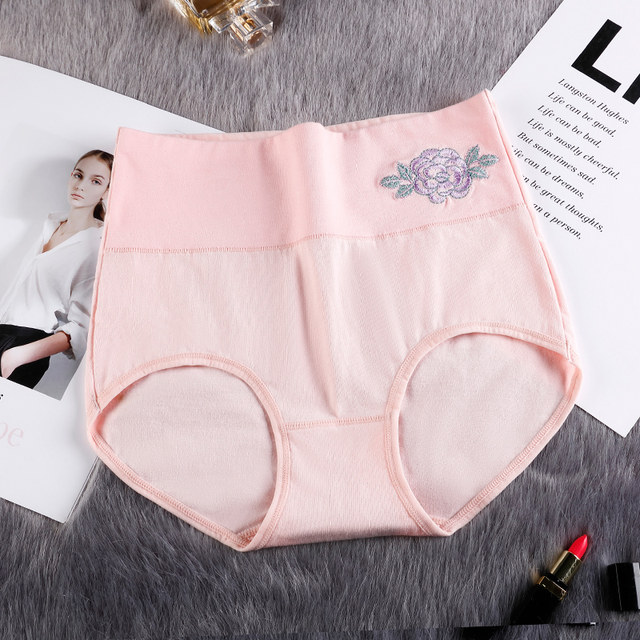 Weimanzi high-waist tummy pants control for women pure cotton embroidered underwear 100% cotton antibacterial briefs ສໍາລັບແມ່ຍິງຂະຫນາດໃຫຍ່