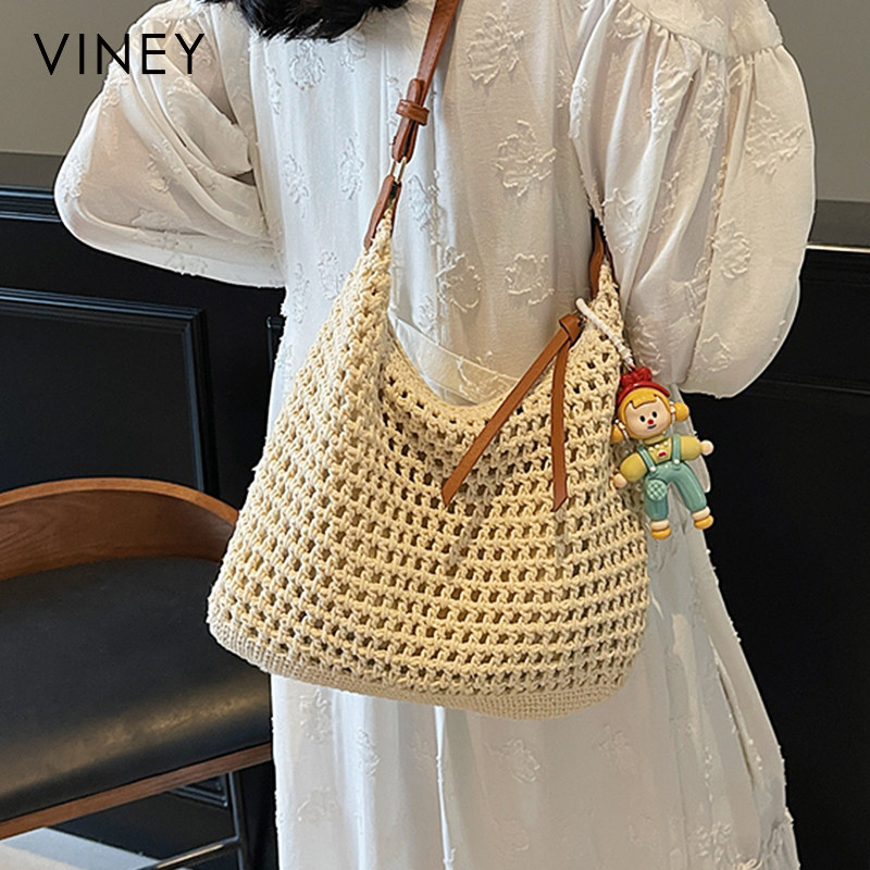 Viney 2026 New Summer Beach Vacation Woven Bag Women's Shoulder Bag Commuter Crossbody Beach Bag - Thumbnail 3