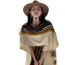 Viney shawl ethnic style outer cloak womens bohemian travel sun protection scarf travel wear cloak women