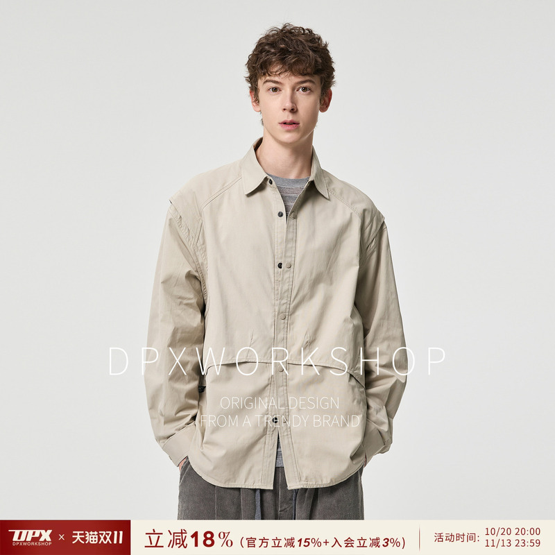 Dpx Relaxed Deconstructed Work Shirt Men's Autumn High-End Loose Casual Long-Sleeved Shirt Men's Jacket