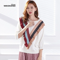 Aige Cuối tuần thời trang Áo thun cổ tròn hình chữ V khâu xù áo dệt kim nữ 17021705986 thời trang nữ 2021