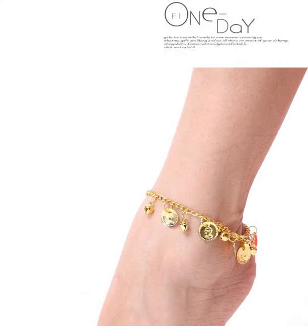 Flying Charm Belly Dance Treo Gold Coin Bell Vòng chân Ấn Độ Vũ điệu Belly Belly Vòng chân Footlet (Đơn) - Vòng chân lắc chân bạc pnj