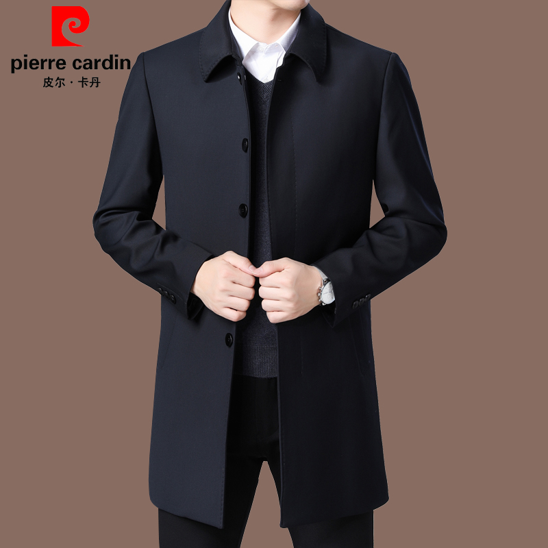 Pierre Cardin middle-aged and elderly trench coat men spring and autumn thin size business casual mid-length dad wear men's coat