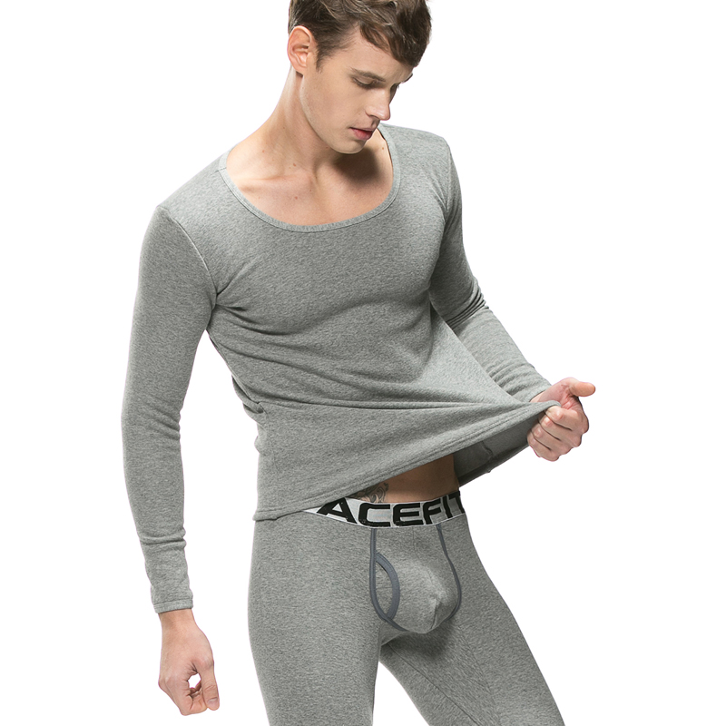 ACEFIT Low vòng cổ áo viền mens đồ lót ấm áp cộng với dày nhung phù hợp với mùa đông lạnh trắng.