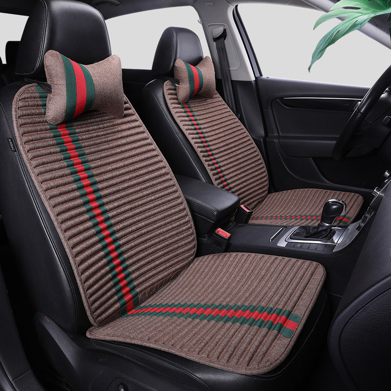 Car cushion Summer cool cushion Monolithic Four Seasons Universal Buckwheat Hull Non-slip Linen Seat Cushion Small Brute waist Three sets-Taobao