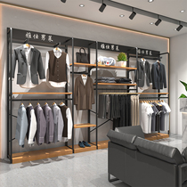 Post-Wall Clothing Shop Show Shelf Display Rack Ground Type Upper Wall Iron Art Upscale Iron Mens Clothing Shelves Landing Clothes Hanger