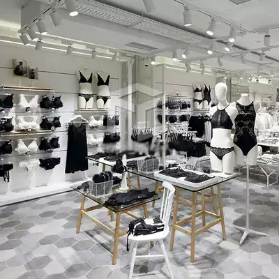 Women's underwear store underwear display rack horizontal groove back panel multi-layer custom sexy display wall-mounted