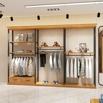Mens clothing shelves Clothing Store Show Shelves Landing style retro solid wood hanging clothes hanger leaning against wall Island Hanging Pants show Show