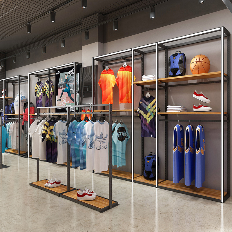 Clothing display stand with light men's clothing rack floor-to-ceiling sports tide brand store pants hanger combination hanger